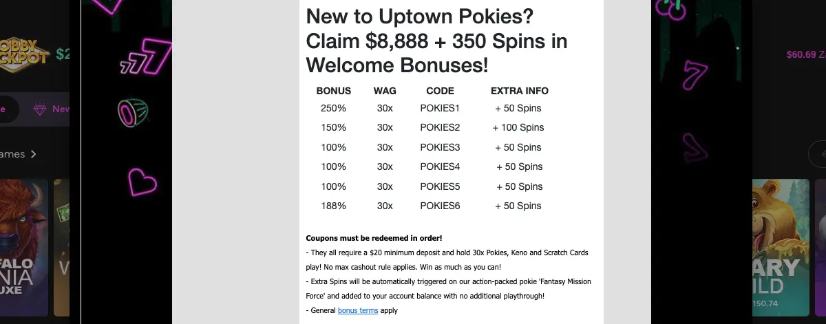 Uptown Pokes Bonuses Full