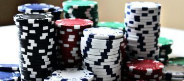 poker casino chips stacked