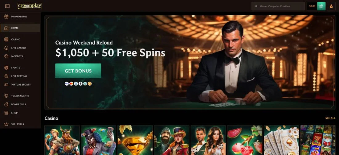 CrownPlay Casino Home Page